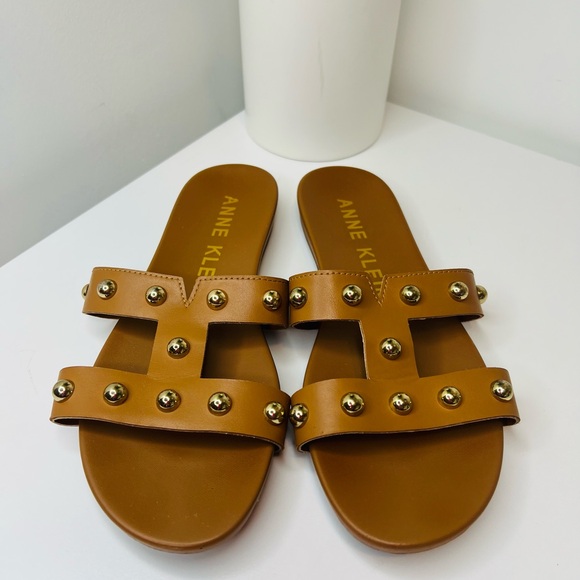Anne Klein Brown Studded Sandals - Picture 1 of 7